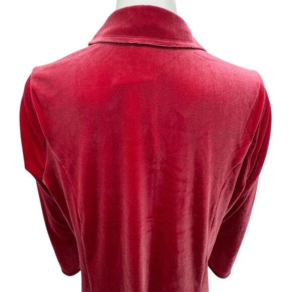 Soft Surroundings Women’s XL Enchanted Velvet Shirt Sangria Red Gold Buttons - Picture 6 of 13